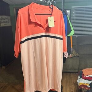Nike Men's Polo Shirt in Coral and Light Pink